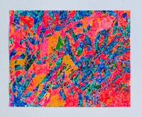 a brightly colored painting on a white surface