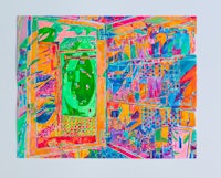 a colorful painting of a room