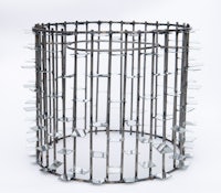 a metal basket made out of metal and glass